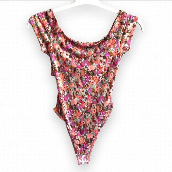 Nordstrom Floral Off-Shoulder Bodysuit - Pink and Purple - Picture 4 of 8